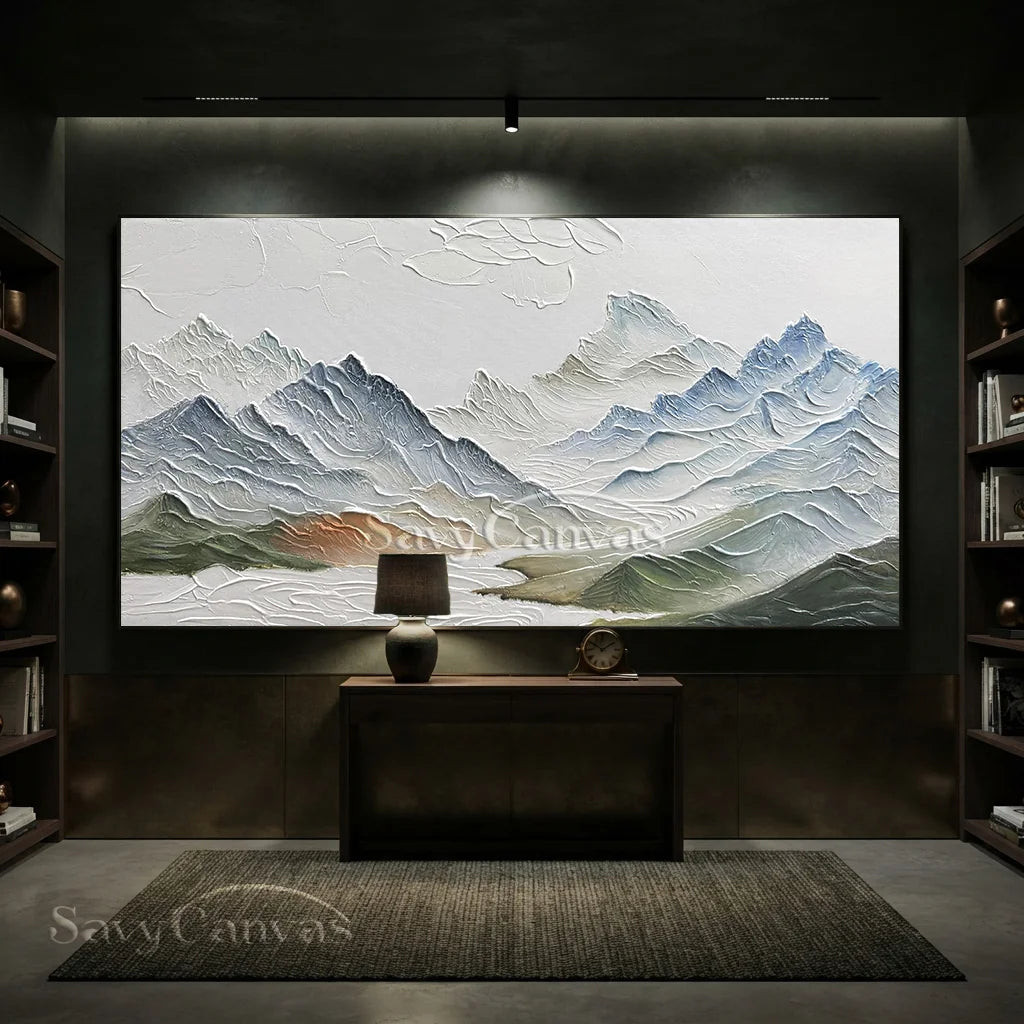 Textured Mountain Range Painting | Large 3D Landscape Wall Art #ZZ 145