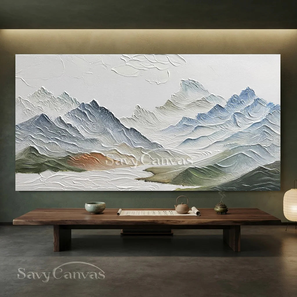 Textured Mountain Range Painting | Large 3D Landscape Wall Art #ZZ 145