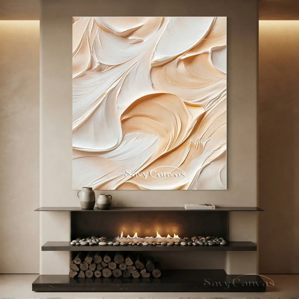 Abstract Textured Painting in Cream & Beige #TC 007