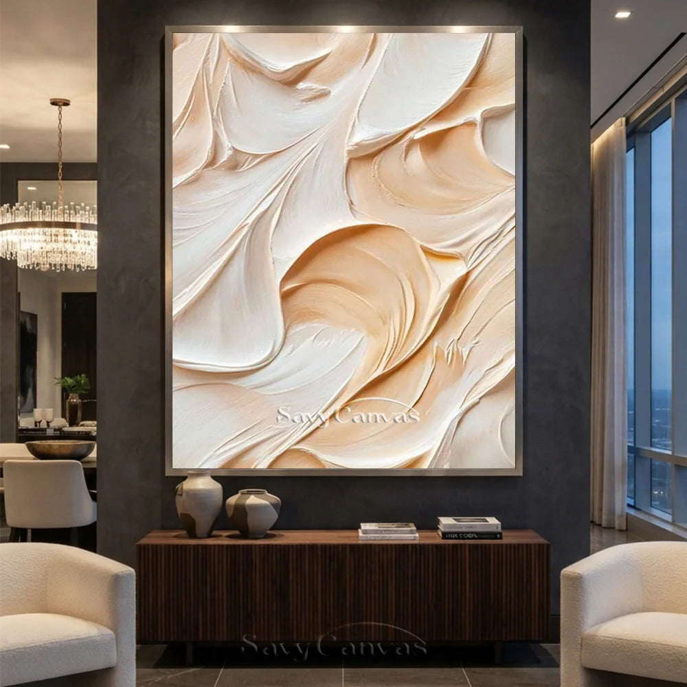 Abstract Textured Painting in Cream & Beige #TC 007