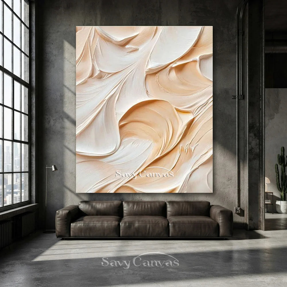 Abstract Textured Painting in Cream & Beige #TC 007