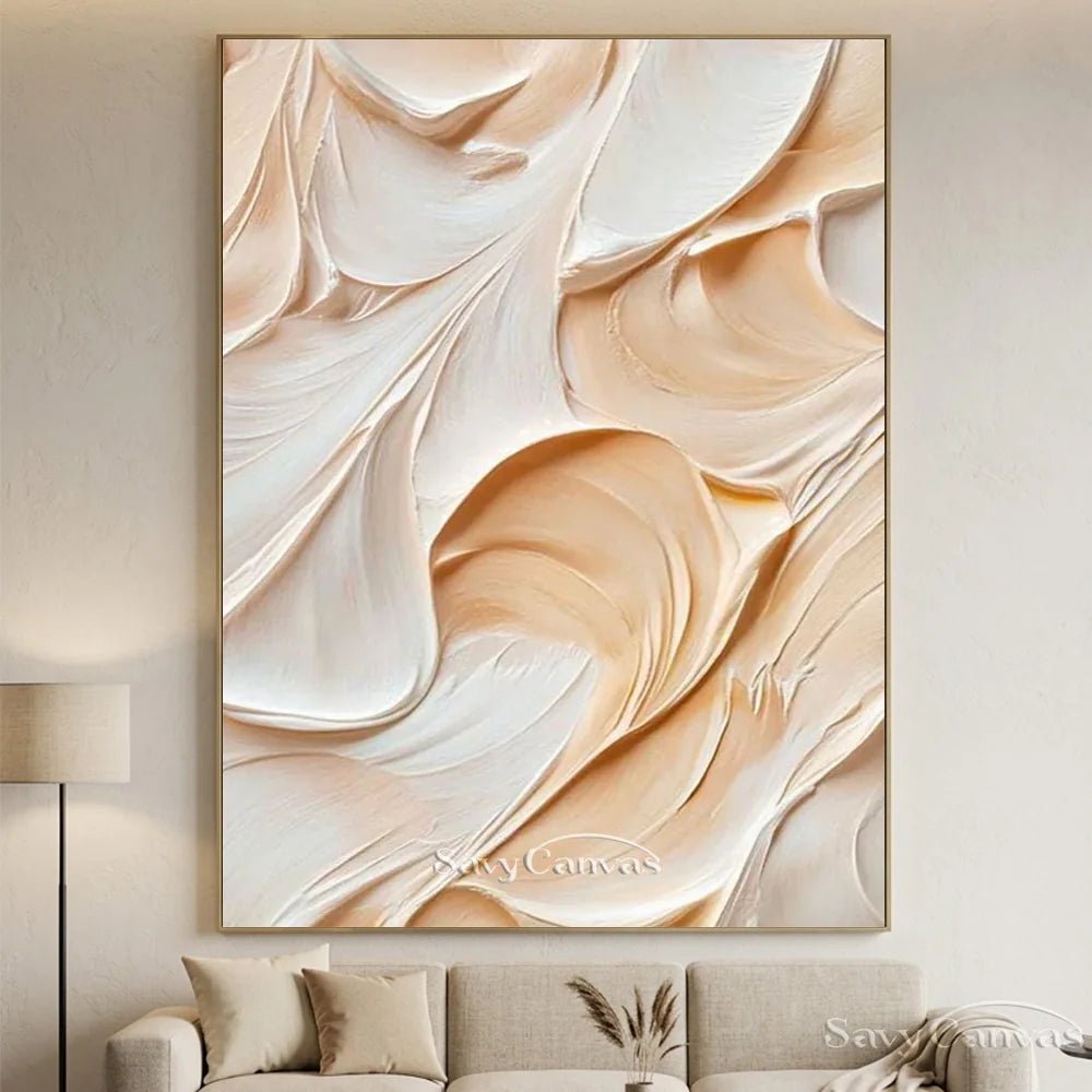 Abstract Textured Painting in Cream & Beige #TC 007