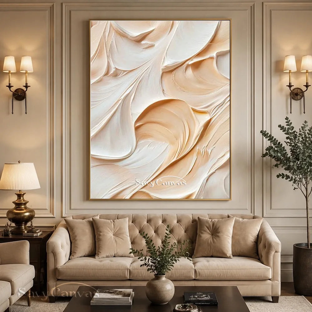 Abstract Textured Painting in Cream & Beige #TC 007