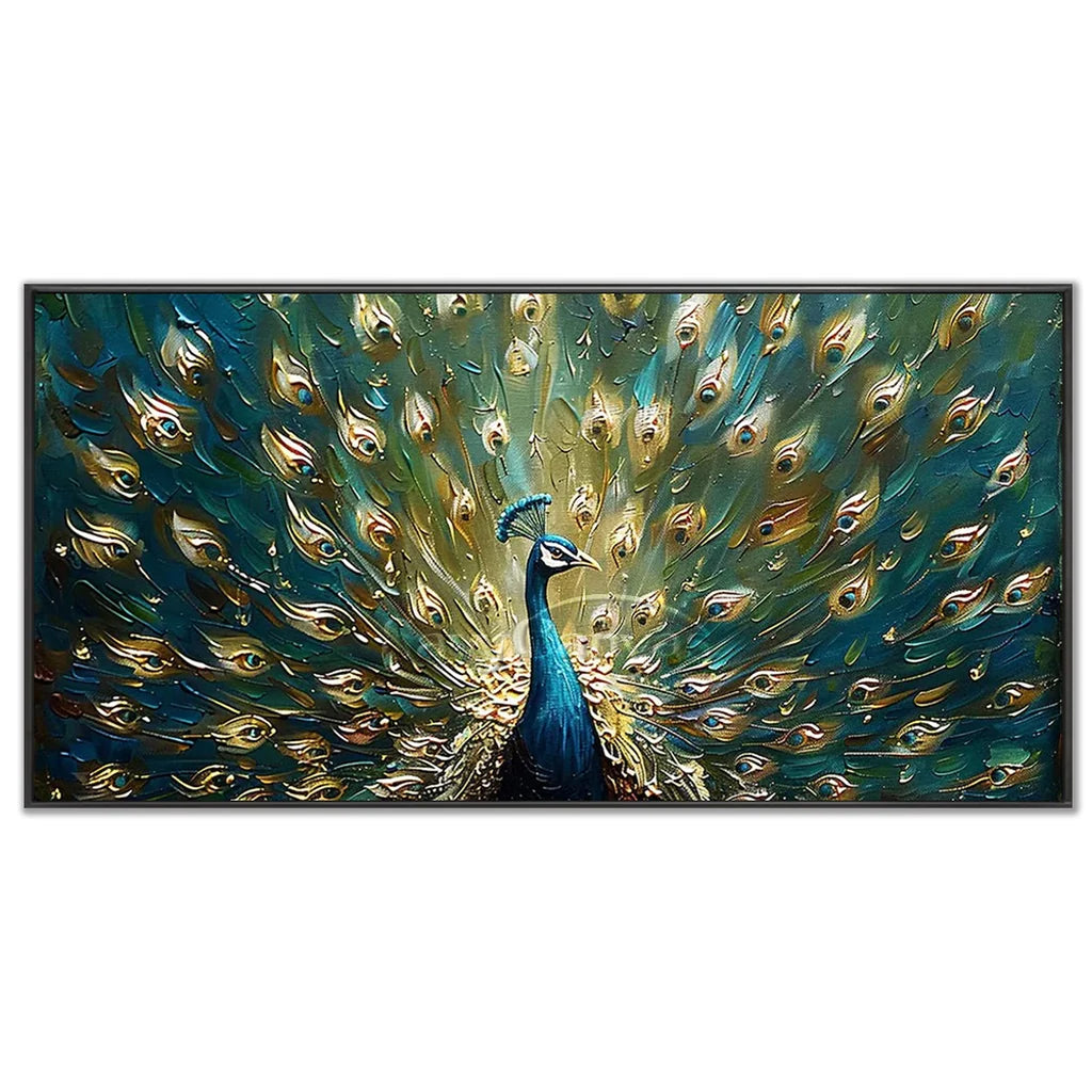 Textured Peacock Oil Painting - Handmade Animal Art #TC 097