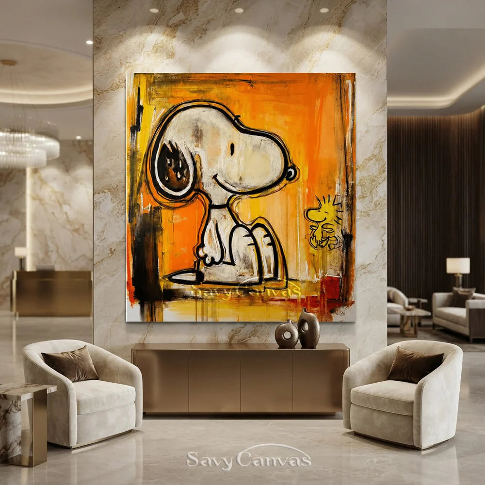Colorful Cartoon Orange Snoopy Art for Room Decor #SS 274