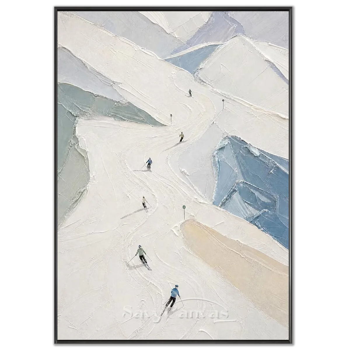 Textured-Snow-Mountain-Wall-Art-black-frame-02.webp
