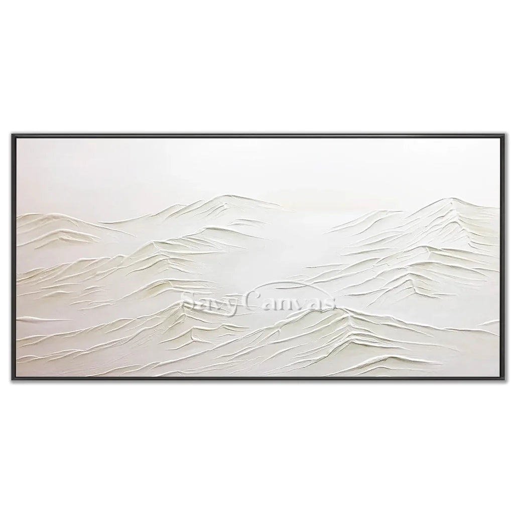 Textured White Wall Art - Serene Modern Hand-Painted Canvas #JJ 372