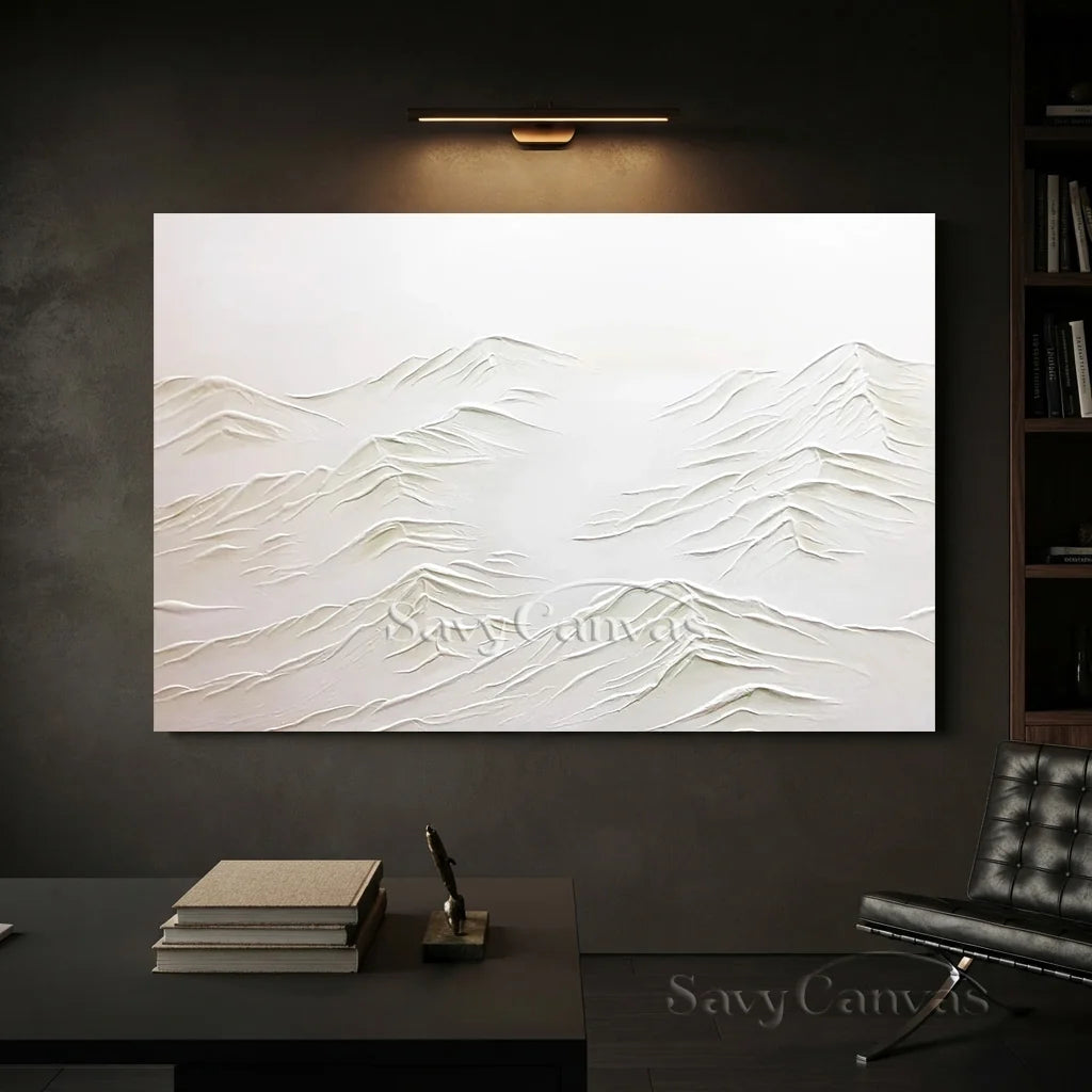Textured White Wall Art - Serene Modern Hand-Painted Canvas #JJ 372