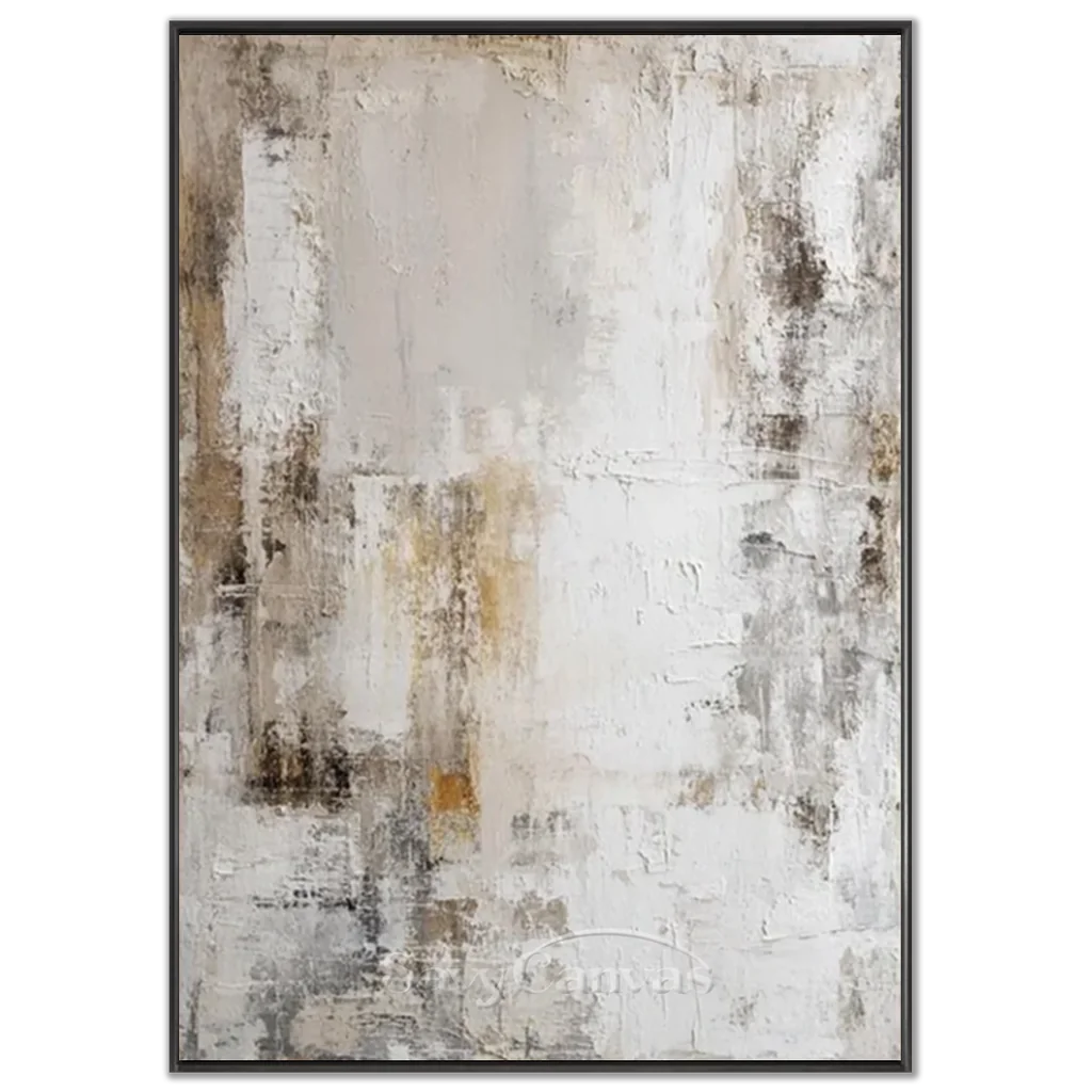 Handmade Textured White Abstract Neutral Oil Painting #ZC 64