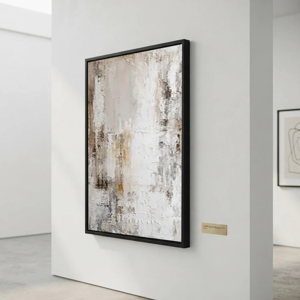 Handmade Textured White Abstract Neutral Oil Painting #ZC 64
