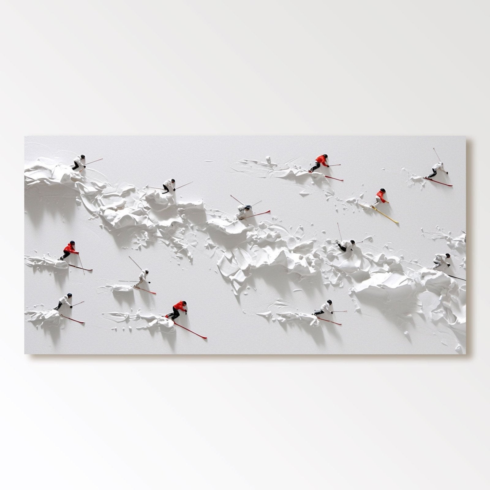 Panoramic Skiing Canvas Wall Art | Winter Sports Snow Scene #AA 455