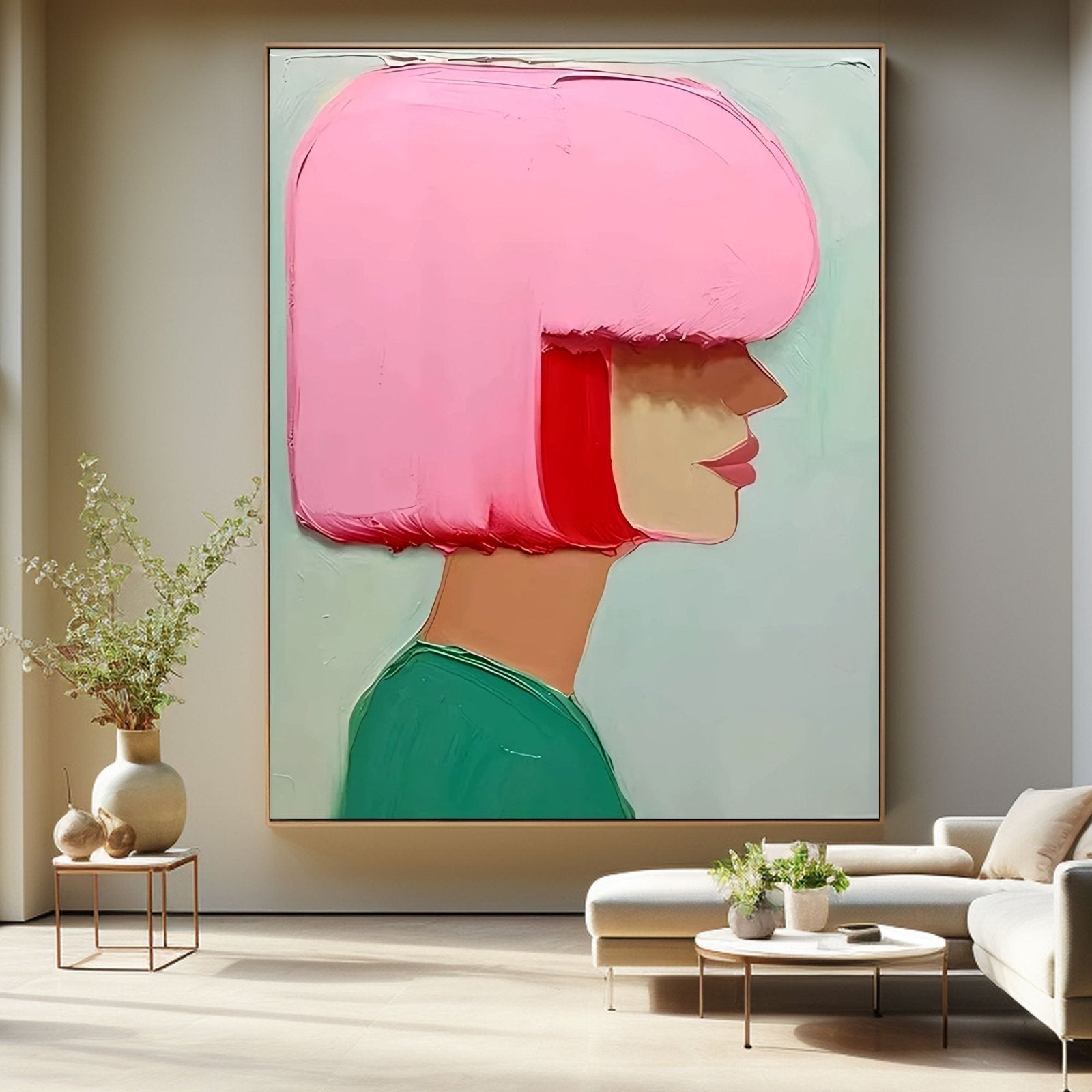 Textured Pink Hair Portrait | 3D Palette Knife Art #AA 467