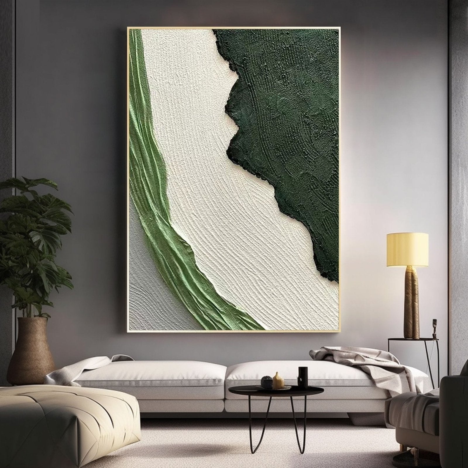 Large Textured  Green Wall Painting | Modern Impasto Green Abstract Art #TC 191