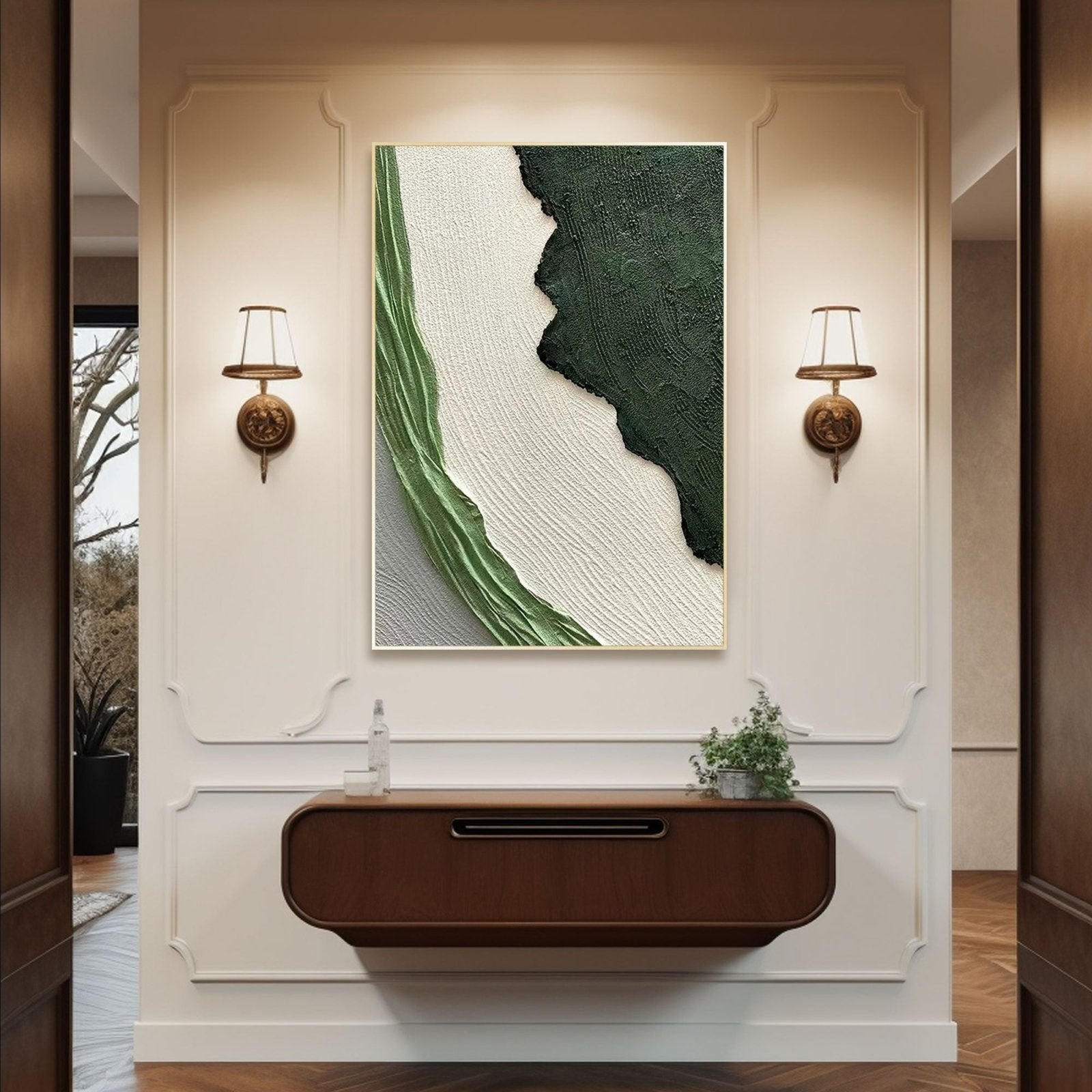 Large Textured  Green Wall Painting | Modern Impasto Green Abstract Art #TC 191
