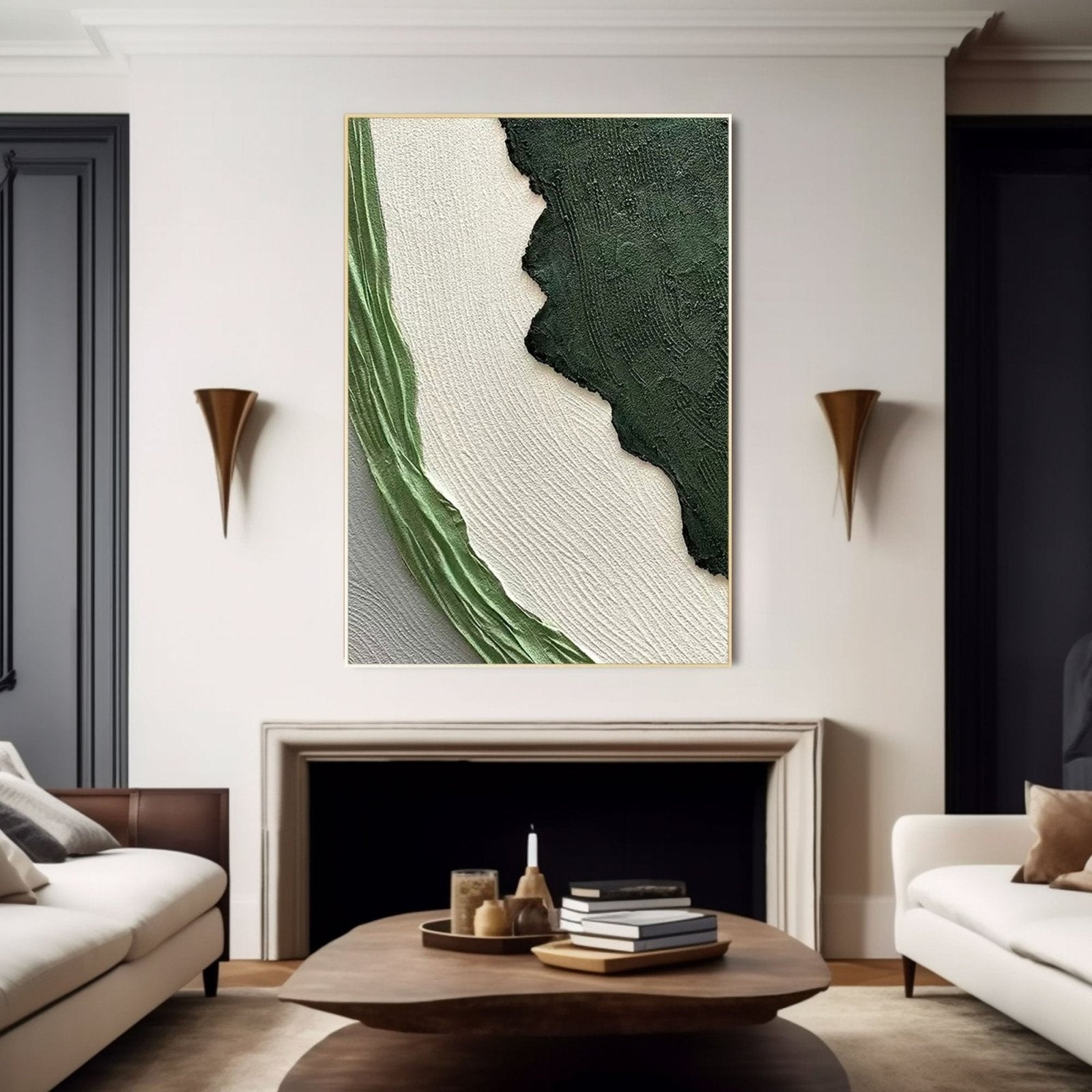 Large Textured  Green Wall Painting | Modern Impasto Green Abstract Art #TC 191