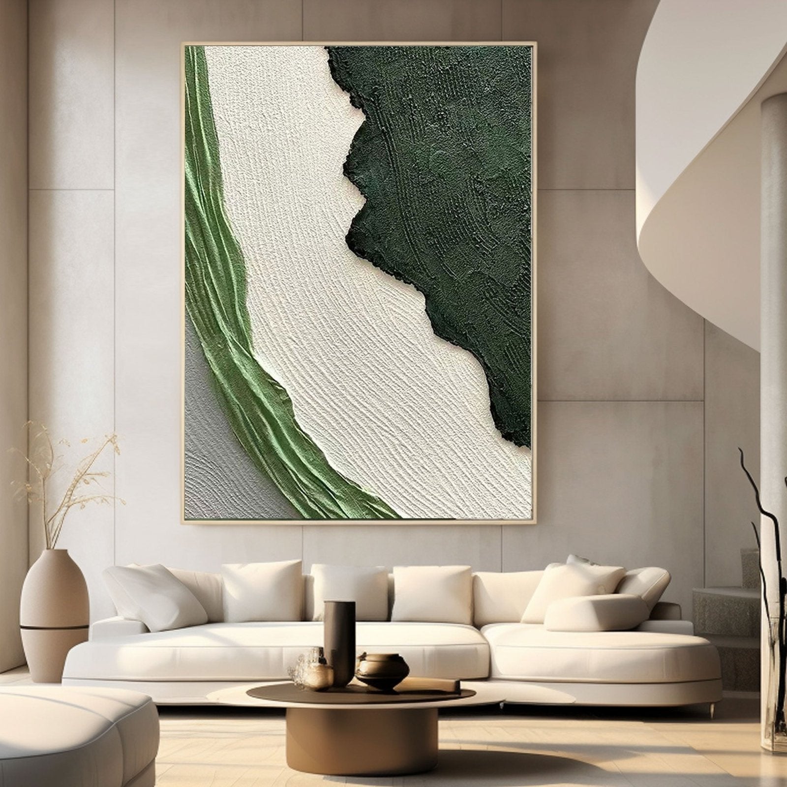 Large Textured  Green Wall Painting | Modern Impasto Green Abstract Art #TC 191