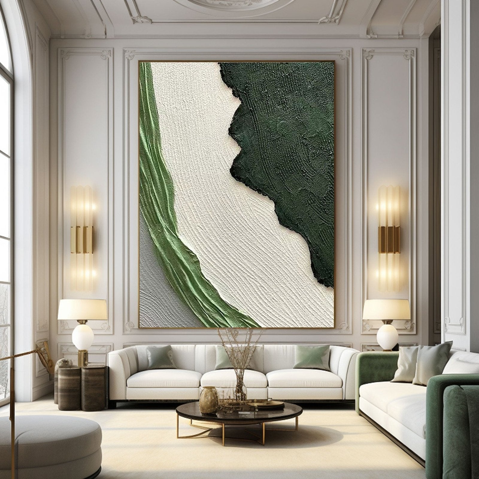 Large Textured  Green Wall Painting | Modern Impasto Green Abstract Art #TC 191