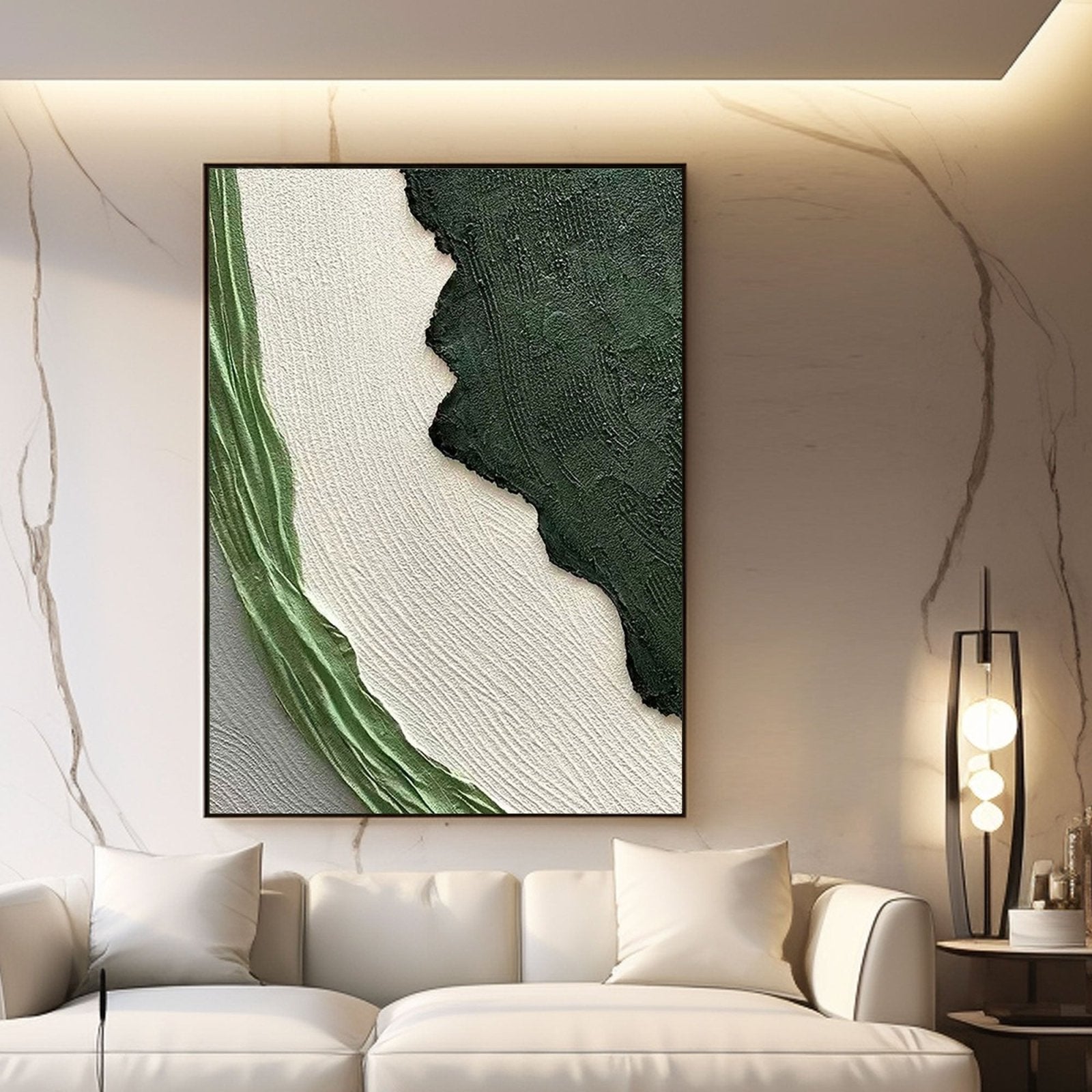 Large Textured  Green Wall Painting | Modern Impasto Green Abstract Art #TC 191