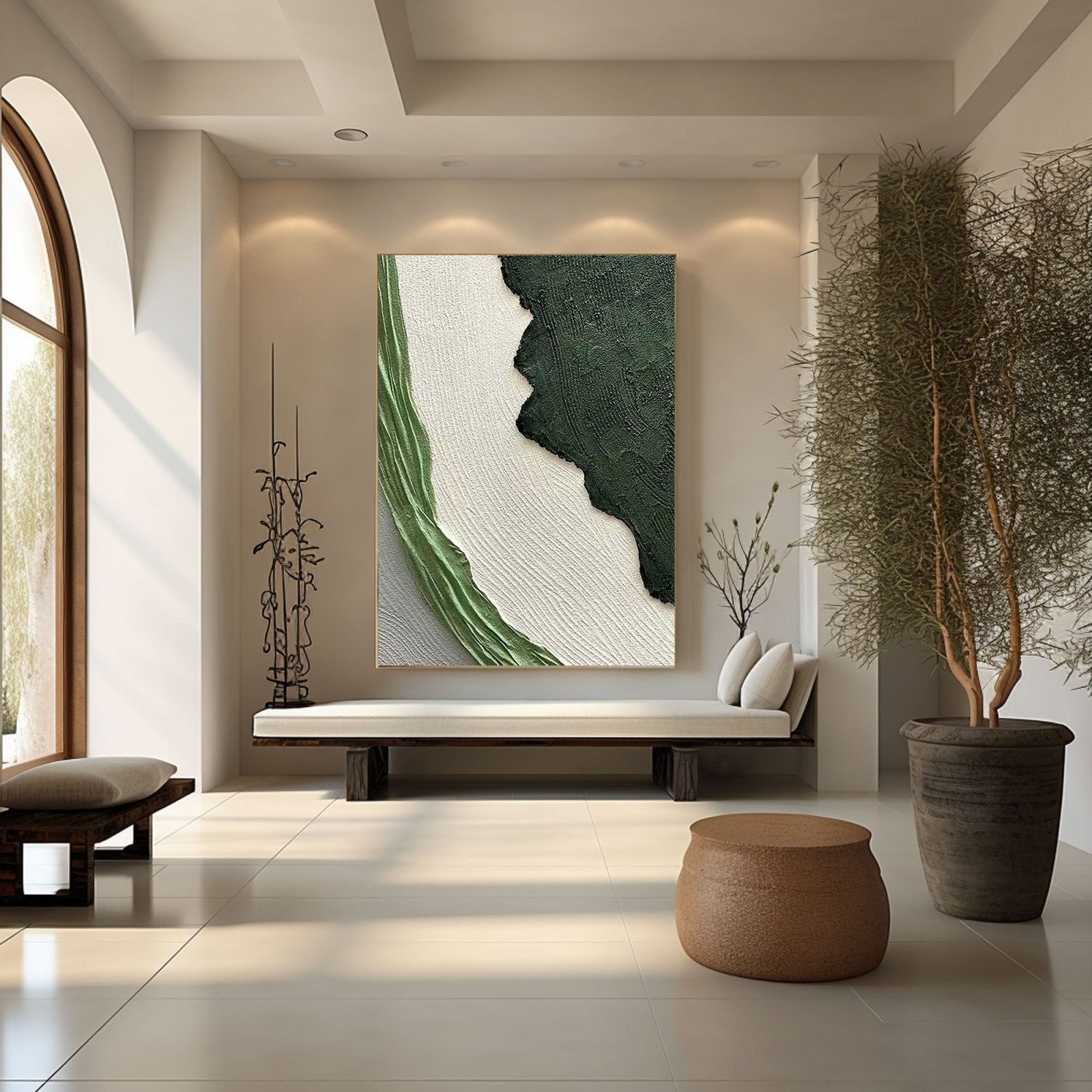 Large Textured  Green Wall Painting | Modern Impasto Green Abstract Art #TC 191