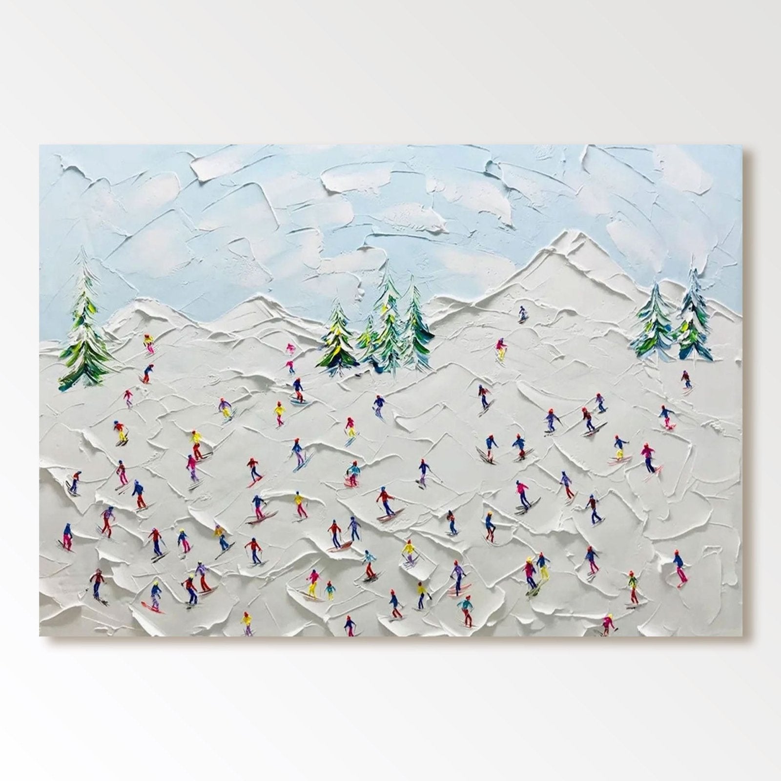 Busy Ski Slope Canvas Wall Art | Colorful Winter Landscape #AA 460