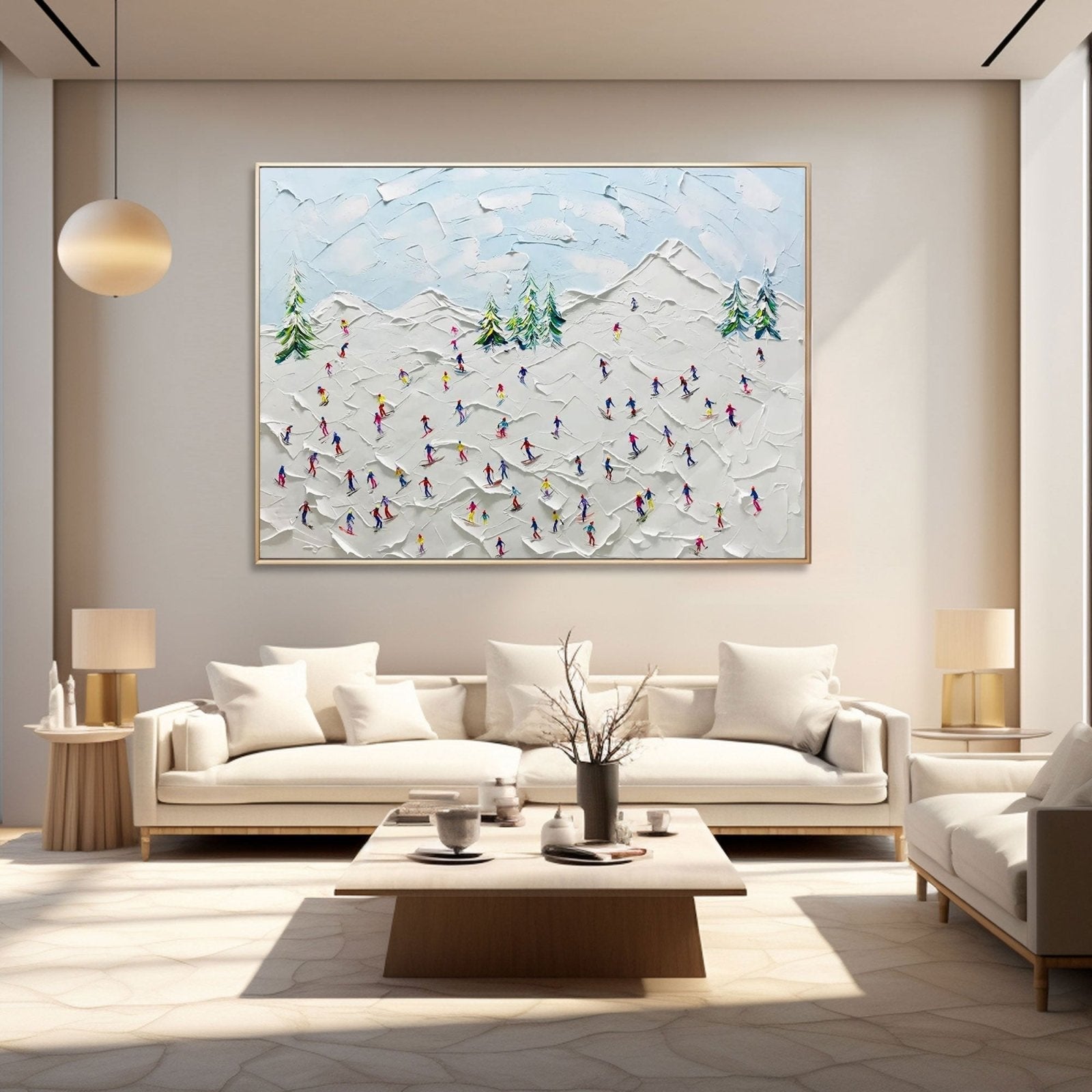 Busy Ski Slope Canvas Wall Art | Colorful Winter Landscape #AA 460
