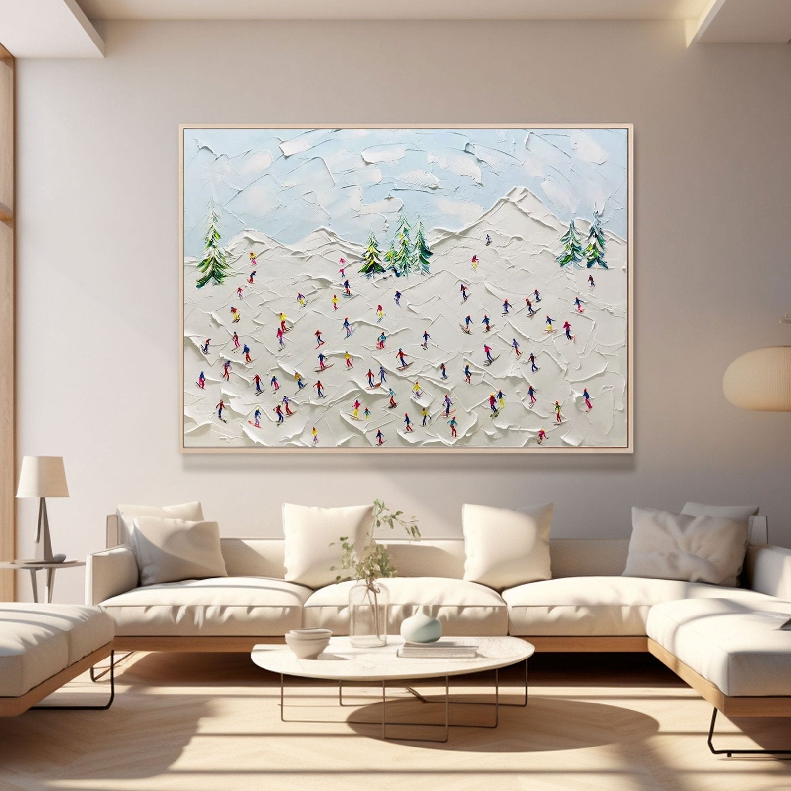 Busy Ski Slope Canvas Wall Art | Colorful Winter Landscape #AA 460