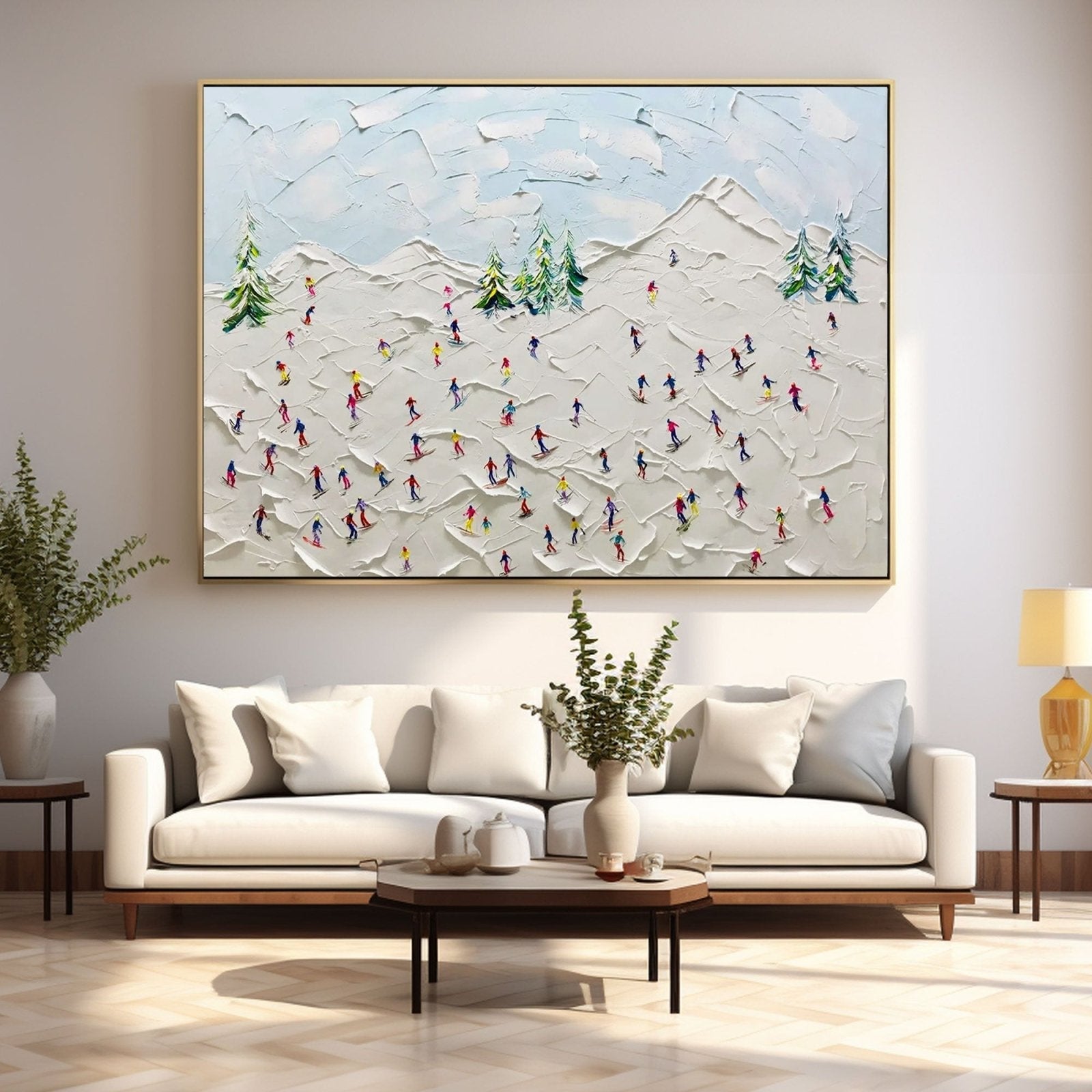 Textured Impasto Skiing Painting | Palette Knife Snow Art