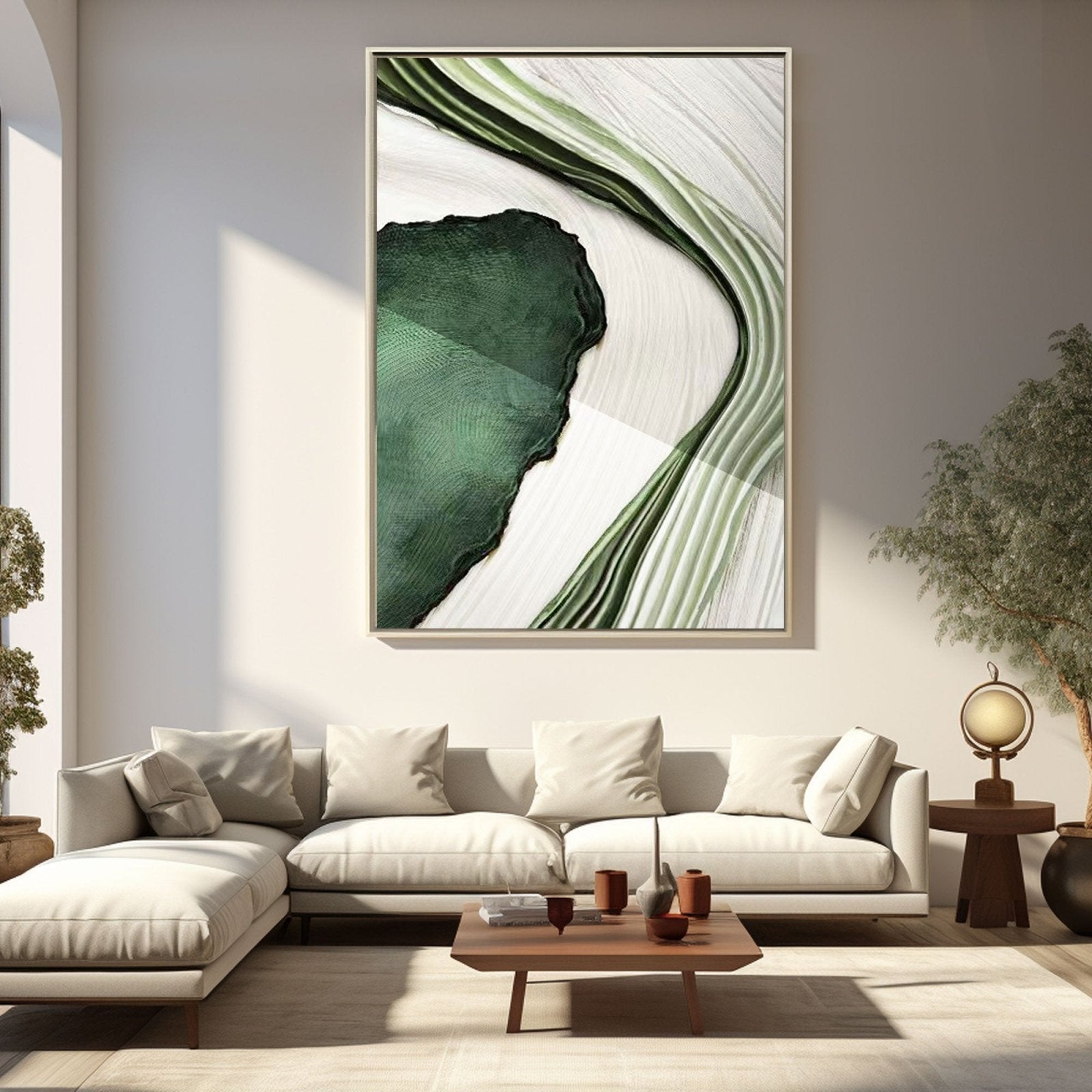 Large Green Abstract Textured Art For Interior Design #TC 193