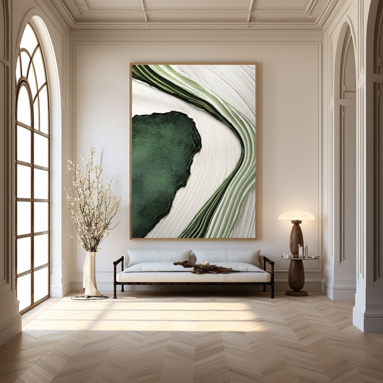 Large Green Abstract Textured Art For Interior Design #TC 193