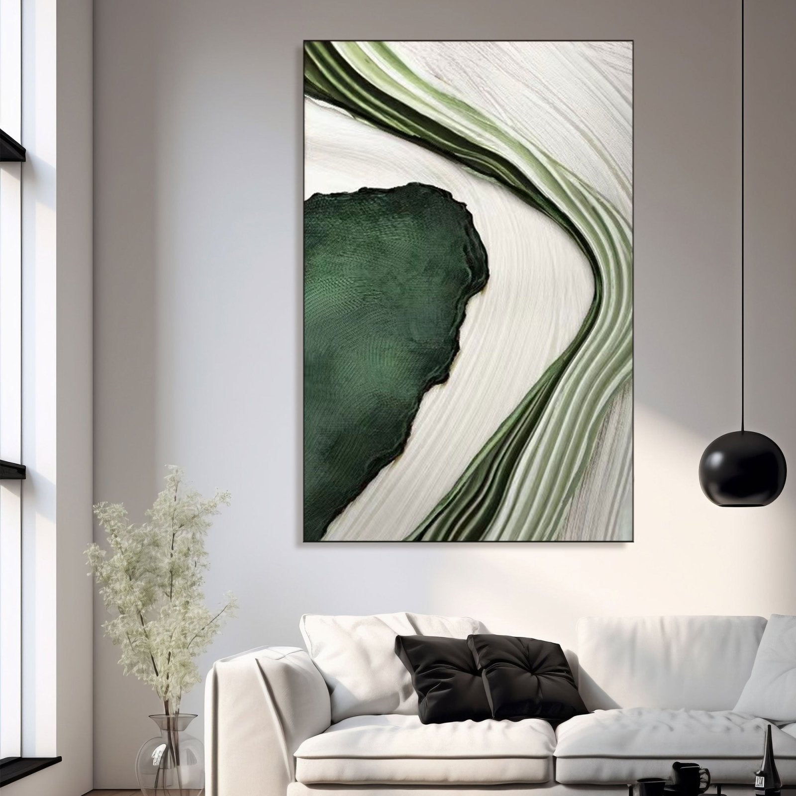 Large Green Abstract Textured Art For Interior Design #TC 193