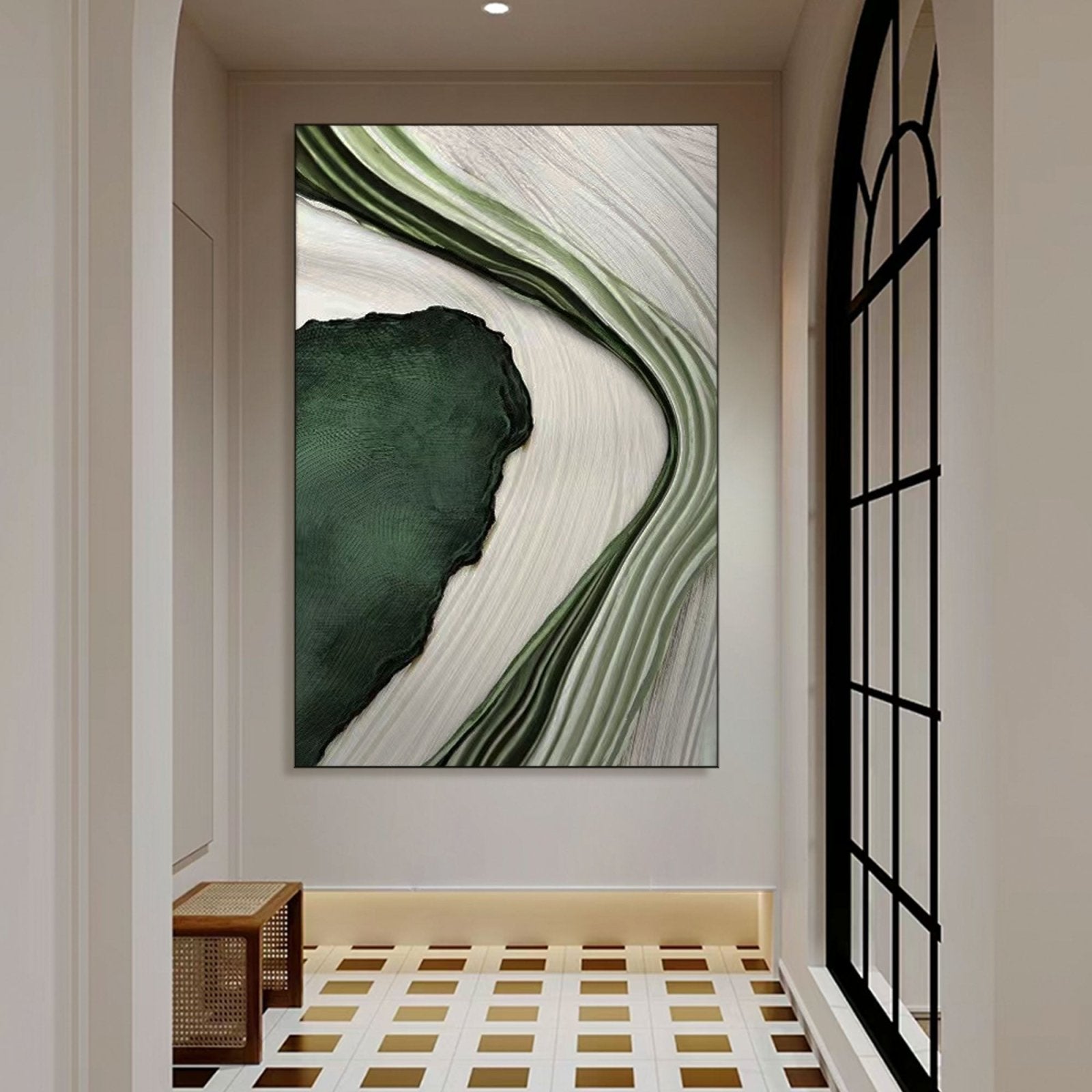 Large Green Abstract Textured Art For Interior Design #TC 193