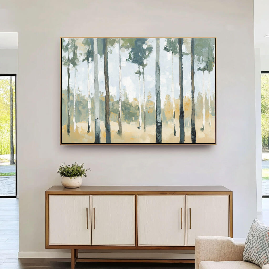 Abstract Birch Tree Forest Canvas Wall Art | Nature Landscape #AA 364