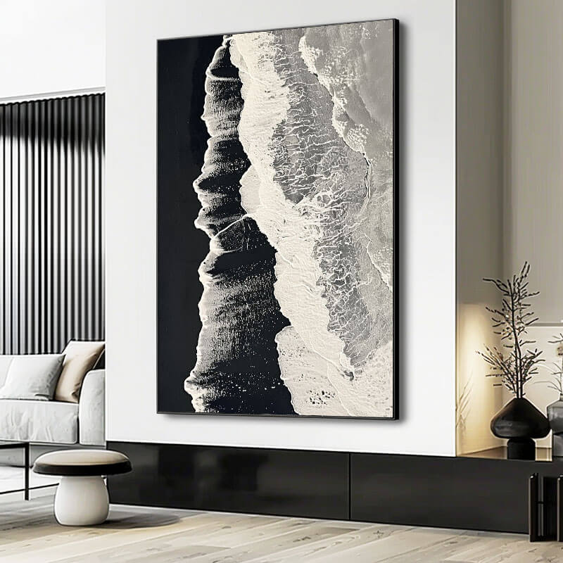 Moody Coastal Wall Decor | Serene Dark Ocean Wave Painting #AA 359