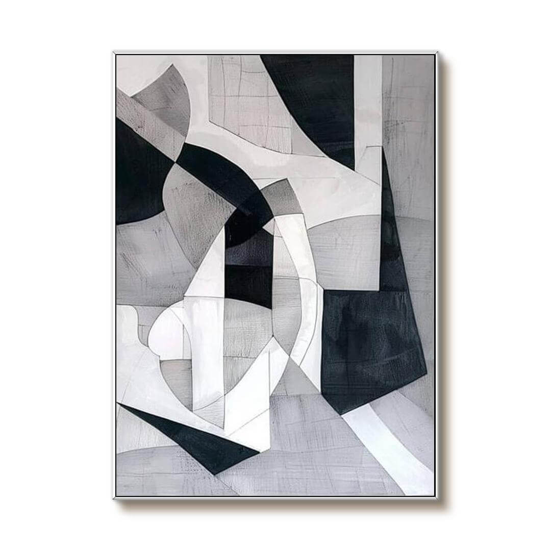 Black and White Geometric Abstract Canvas Art | Modern Wall Decor #AA 396
