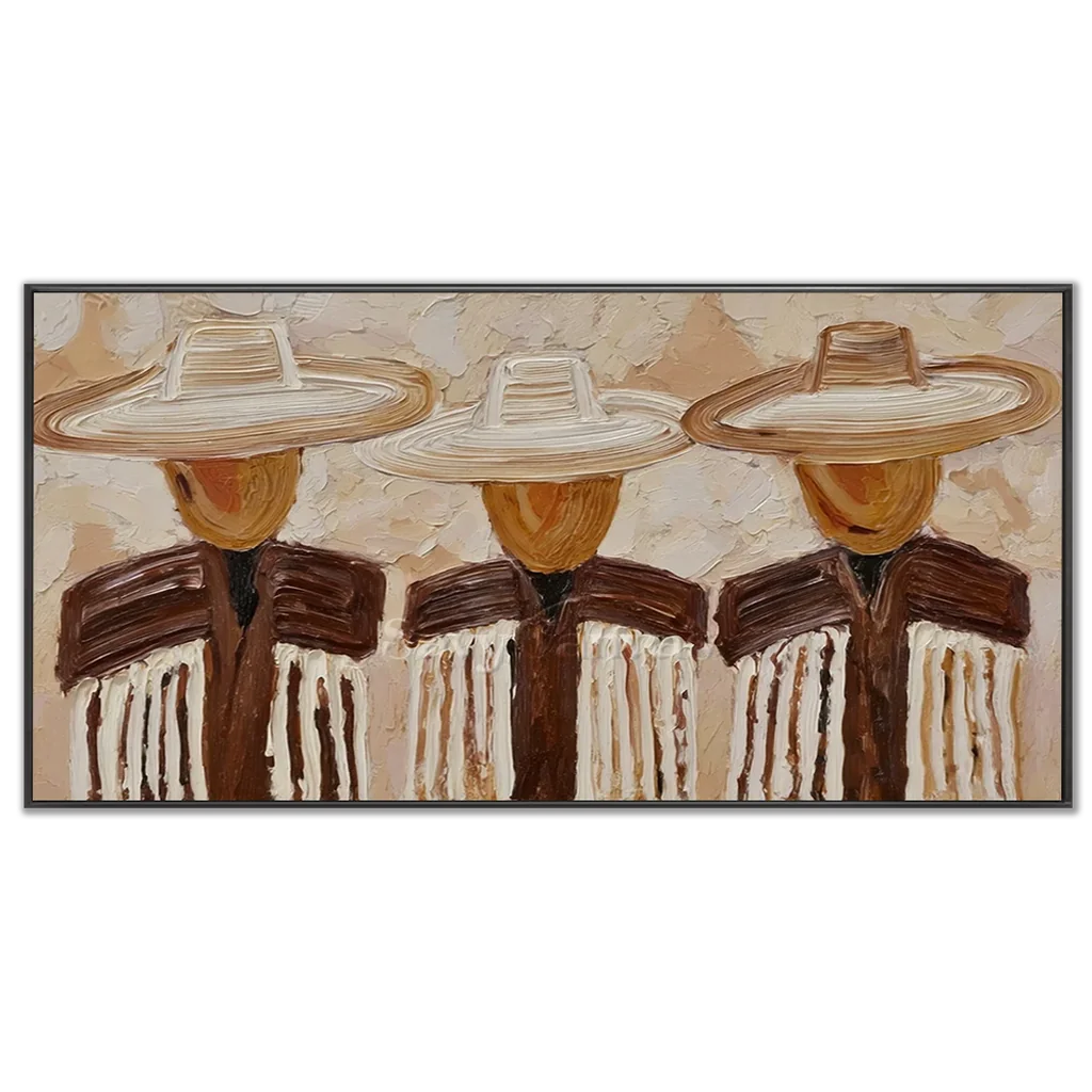 Expressionist Textured Three Cowboy Art #SS 363