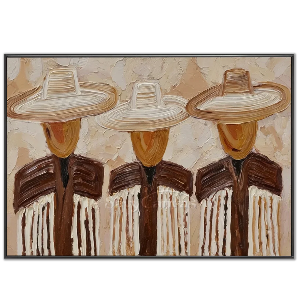 Expressionist Textured Three Cowboy Art #SS 363