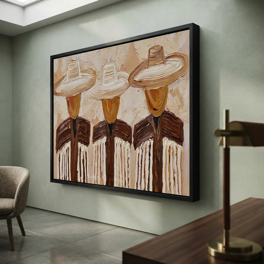 Expressionist Textured Three Cowboy Art #SS 363