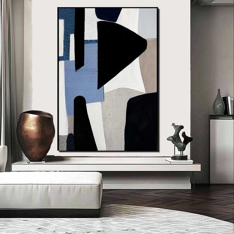 Deconstructed Abstract Art | Black and Blue Painting