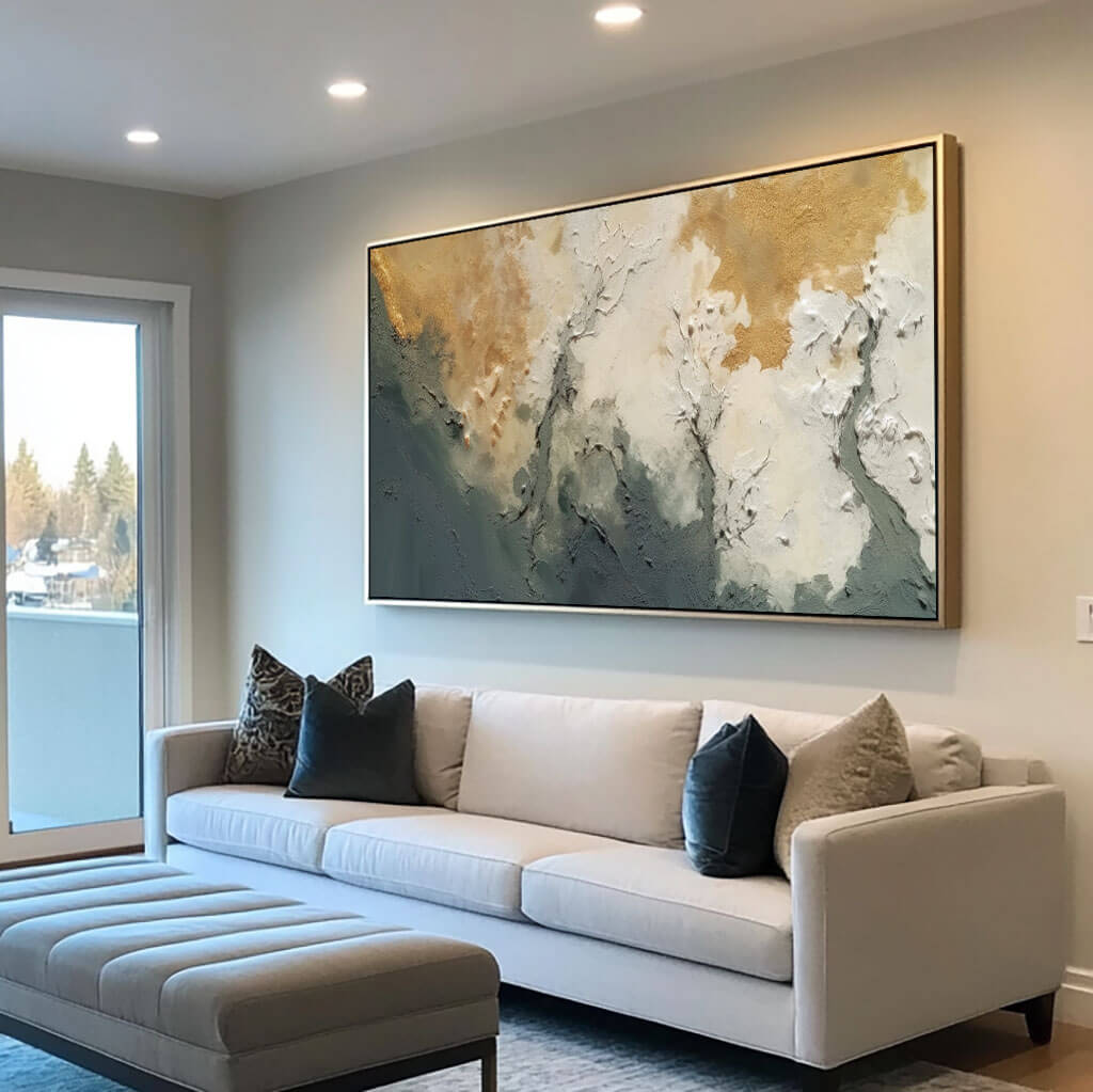 Gold and Grey Abstract Canvas Art | 3D Textured Wall Decor #AA 403