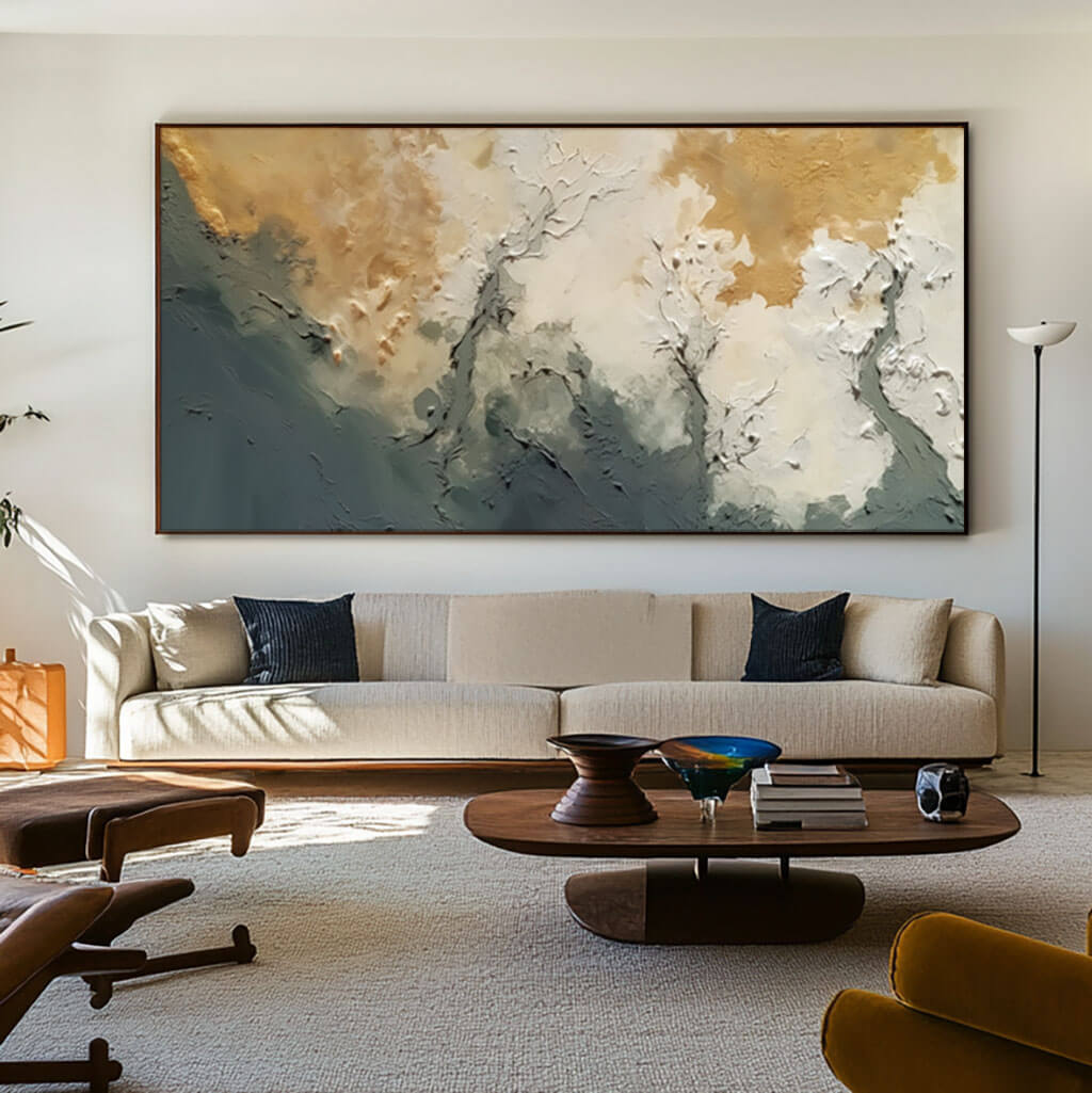 Gold and Grey Abstract Canvas Art | 3D Textured Wall Decor #AA 403