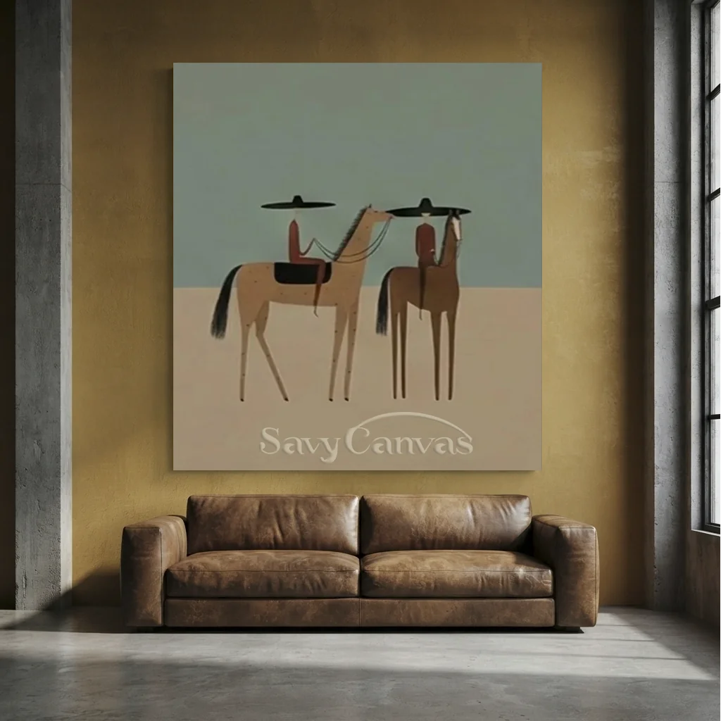 Handmade Folk Cowboy Art | Vintage Western Canvas Painting #SS 342