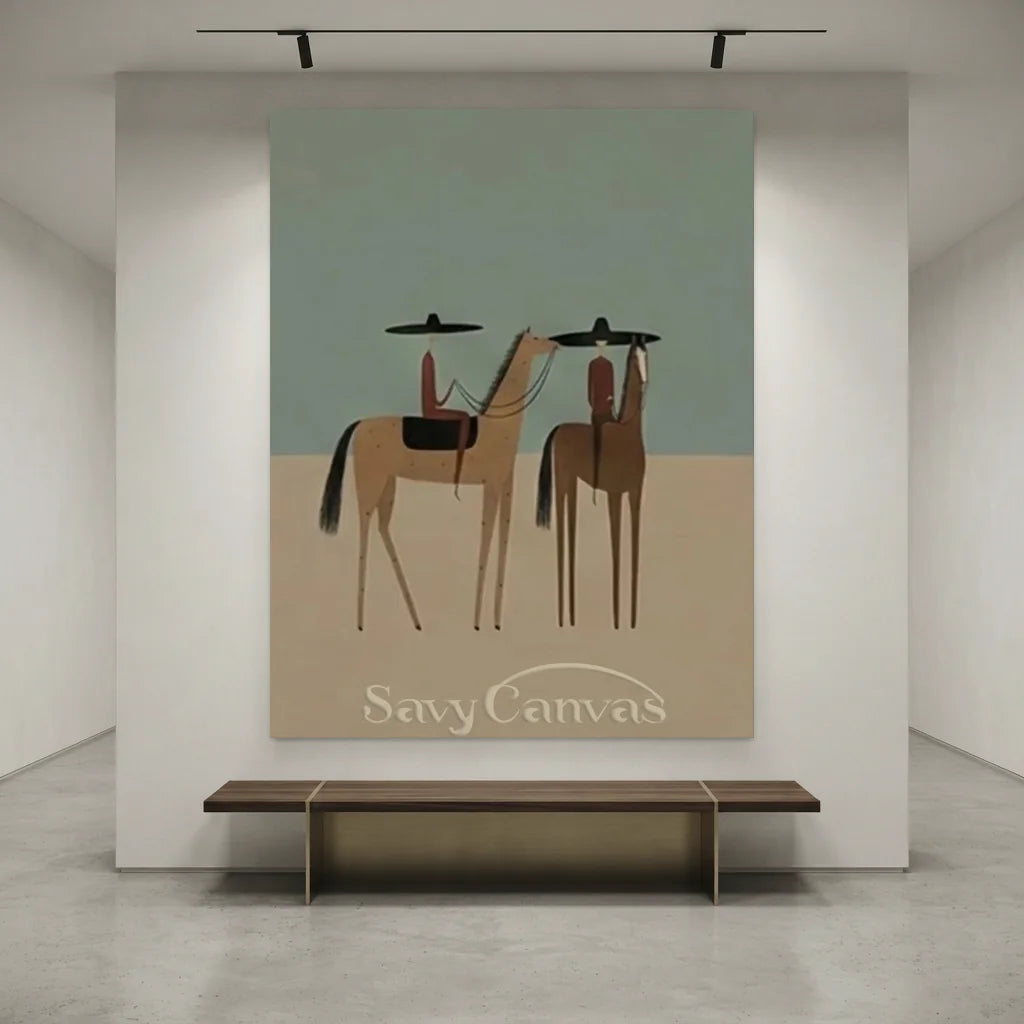 Handmade Folk Cowboy Art | Vintage Western Canvas Painting #SS 342
