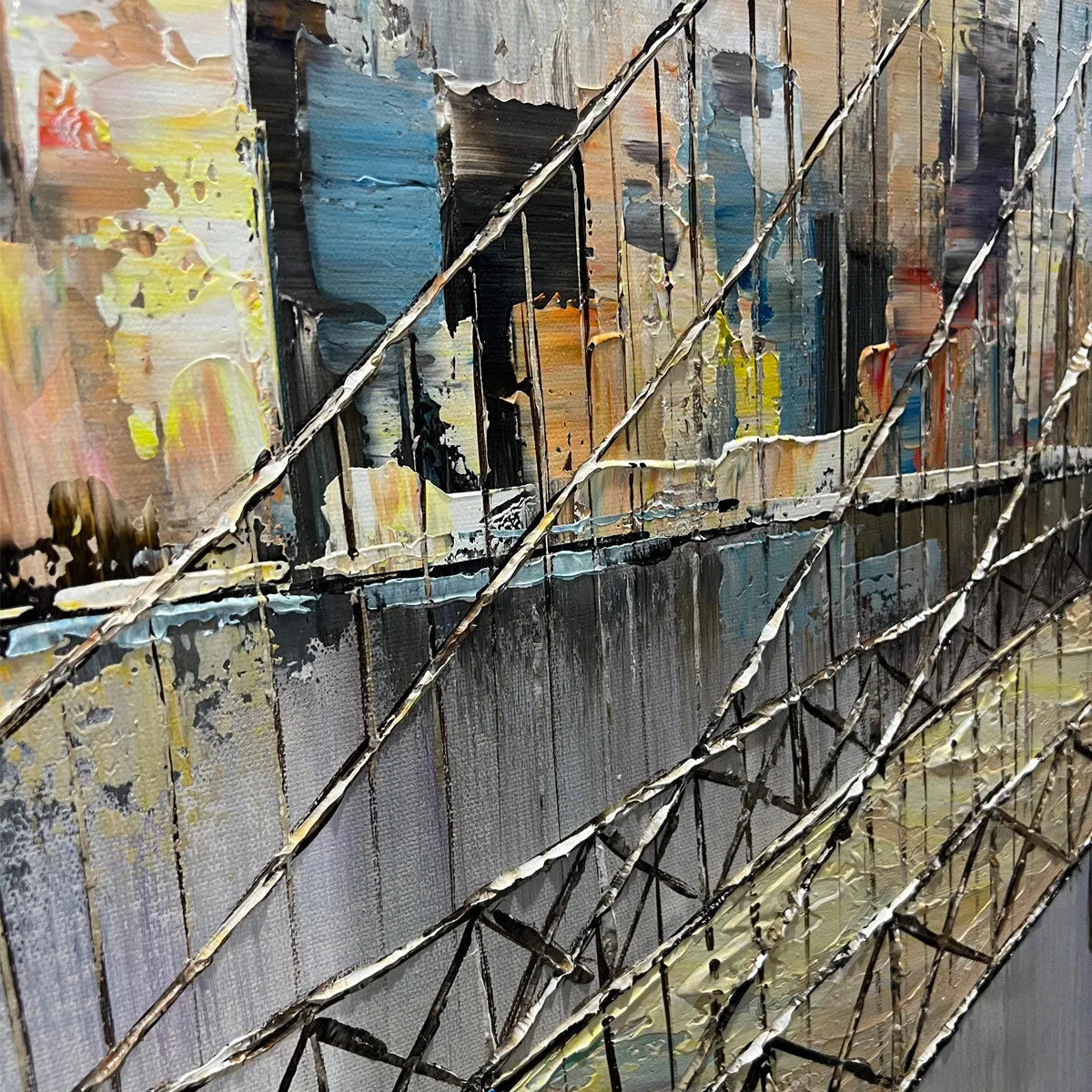 Modern City Bridge Painting | Abstract New York City Wall Art #AA 085