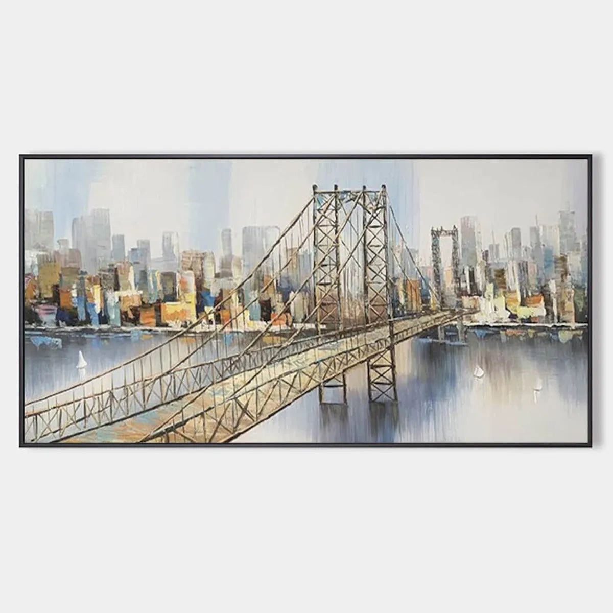 Modern City Bridge Painting | Abstract New York City Wall Art #AA 085