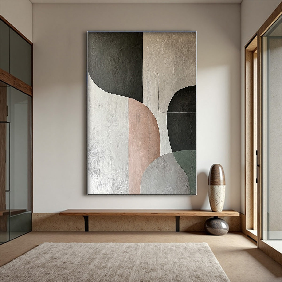 Earth Tone Abstract Wall Art | Organic Shapes Wall Painting #AA 100