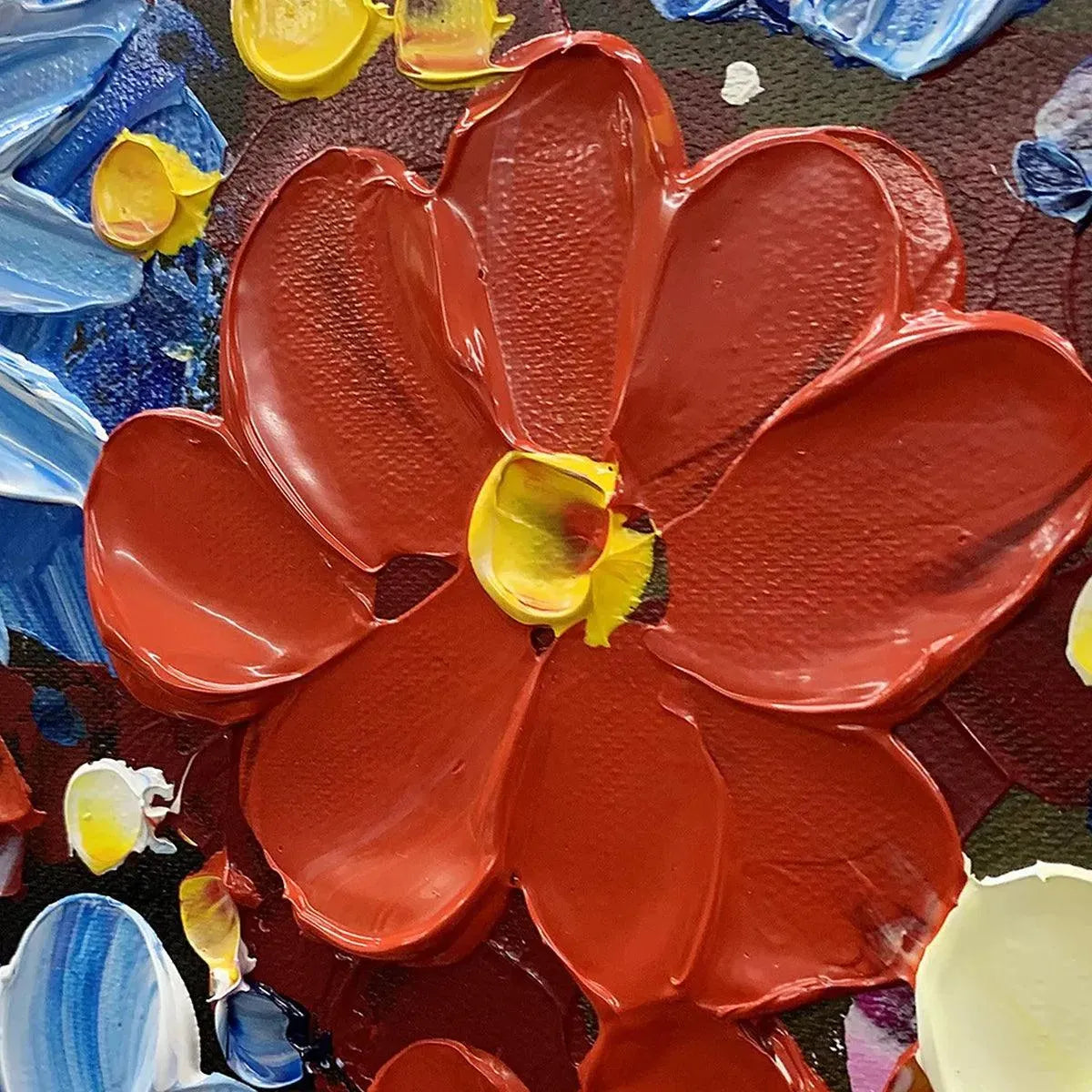 Rainbow Flower Bouquet Painting | Colorful 3D Textured Art #AA 172