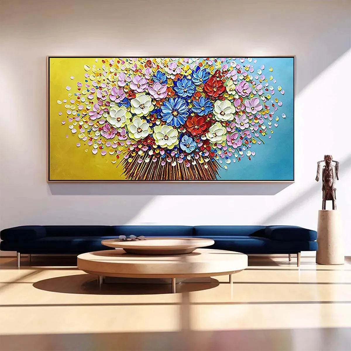 Rainbow Flower Bouquet Painting | Colorful 3D Textured Art #AA 172