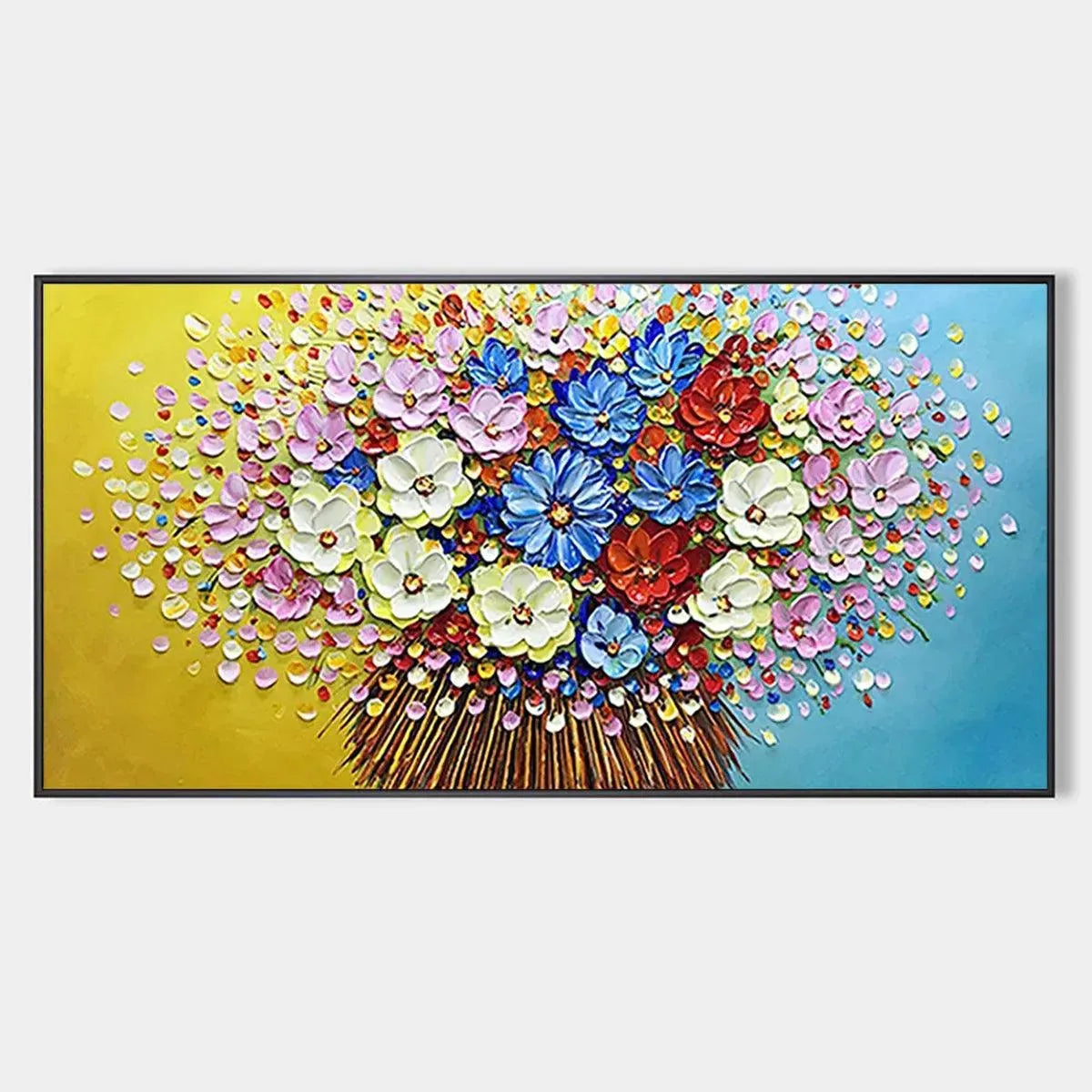 Rainbow Flower Bouquet Painting | Colorful 3D Textured Art #AA 172