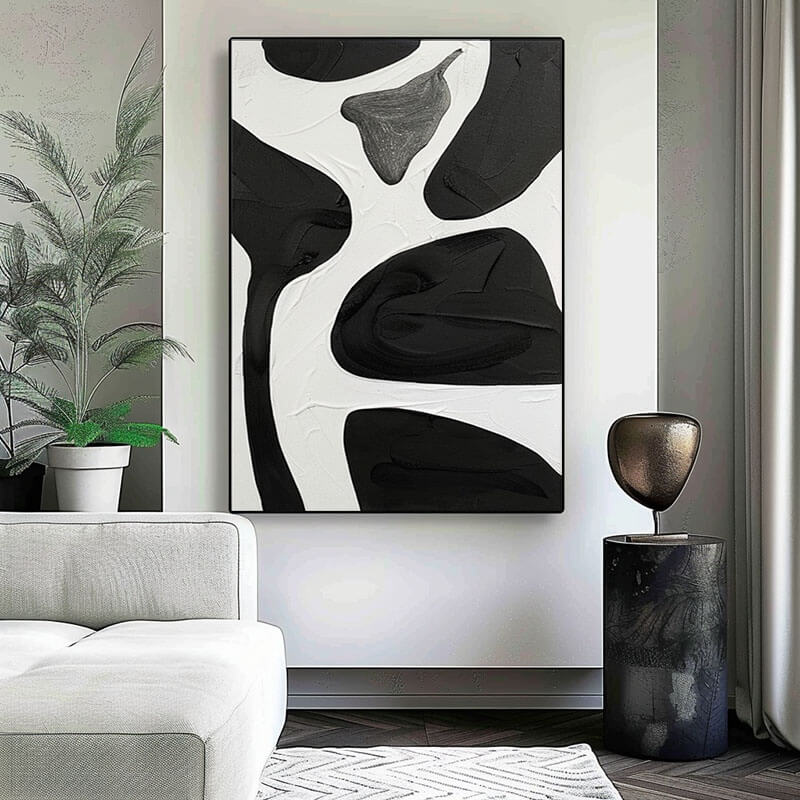 Modern Abstract Organic Shapes Art | Black & White Painting
