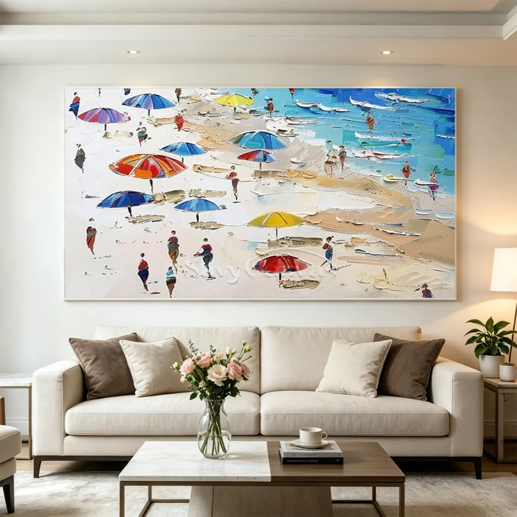 Vibrant Summer Beach Painting | Cheerful Coastal Art #AA 278